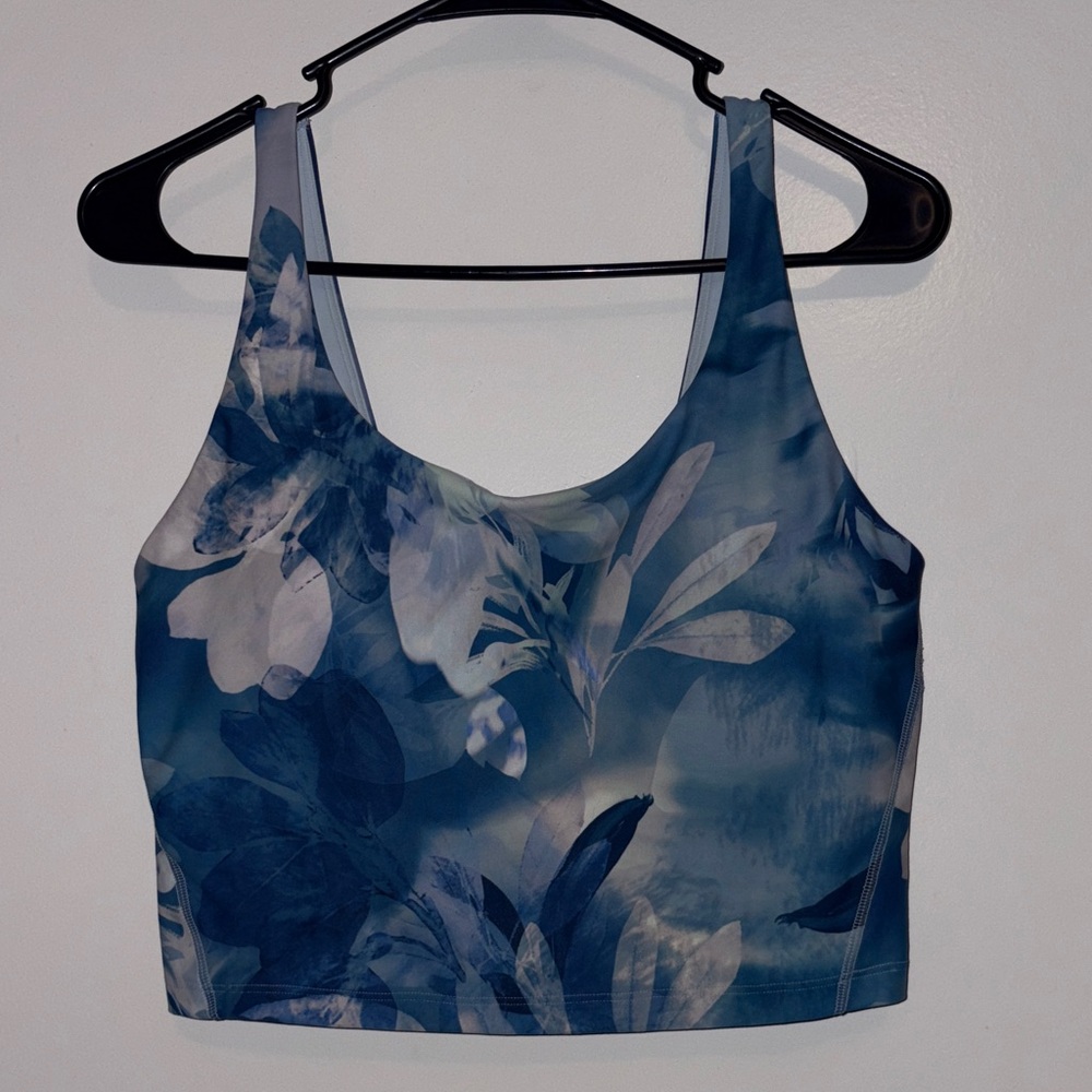 Old Navy Blue Leaf Print Crop Top